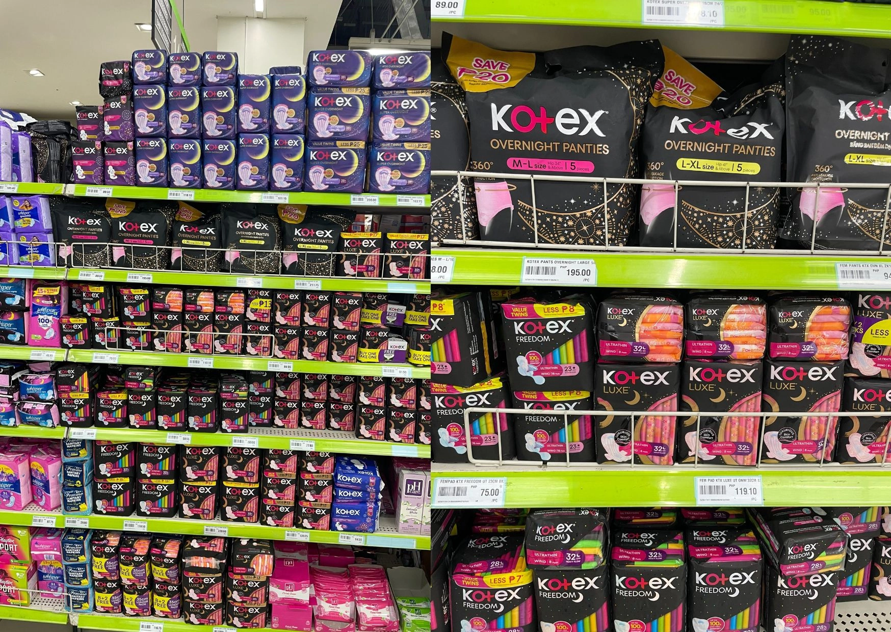 菲律賓當地賣場販售靠的住(KOTEX)衛生棉