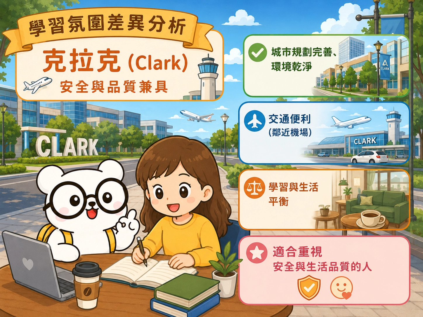 菲律賓遊學城市學習氛圍差異分析:克拉克(Clark)—安全與品質兼具,適合重視安全與生活品質的人