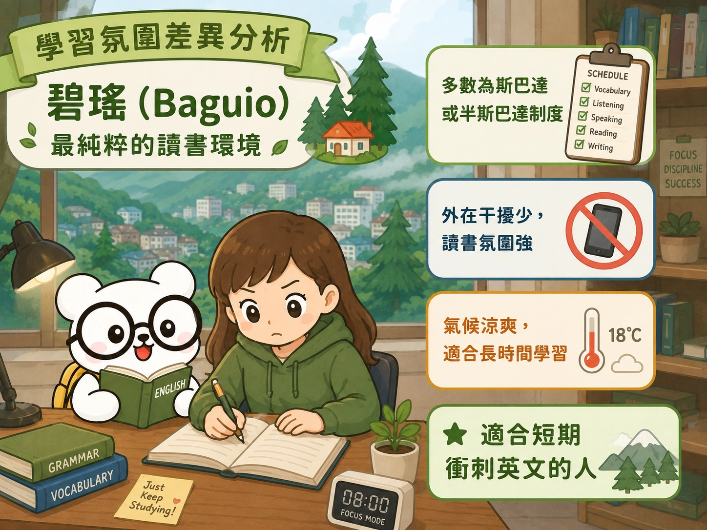 菲律賓遊學城市學習氛圍差異分析:碧瑤(Baguio)—最純粹的讀書環境,適合短期衝刺英文的人