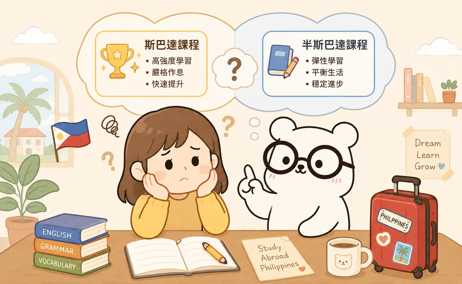 菲律賓遊學的斯巴達 vs 半斯巴達課程差別|哪個適合你?