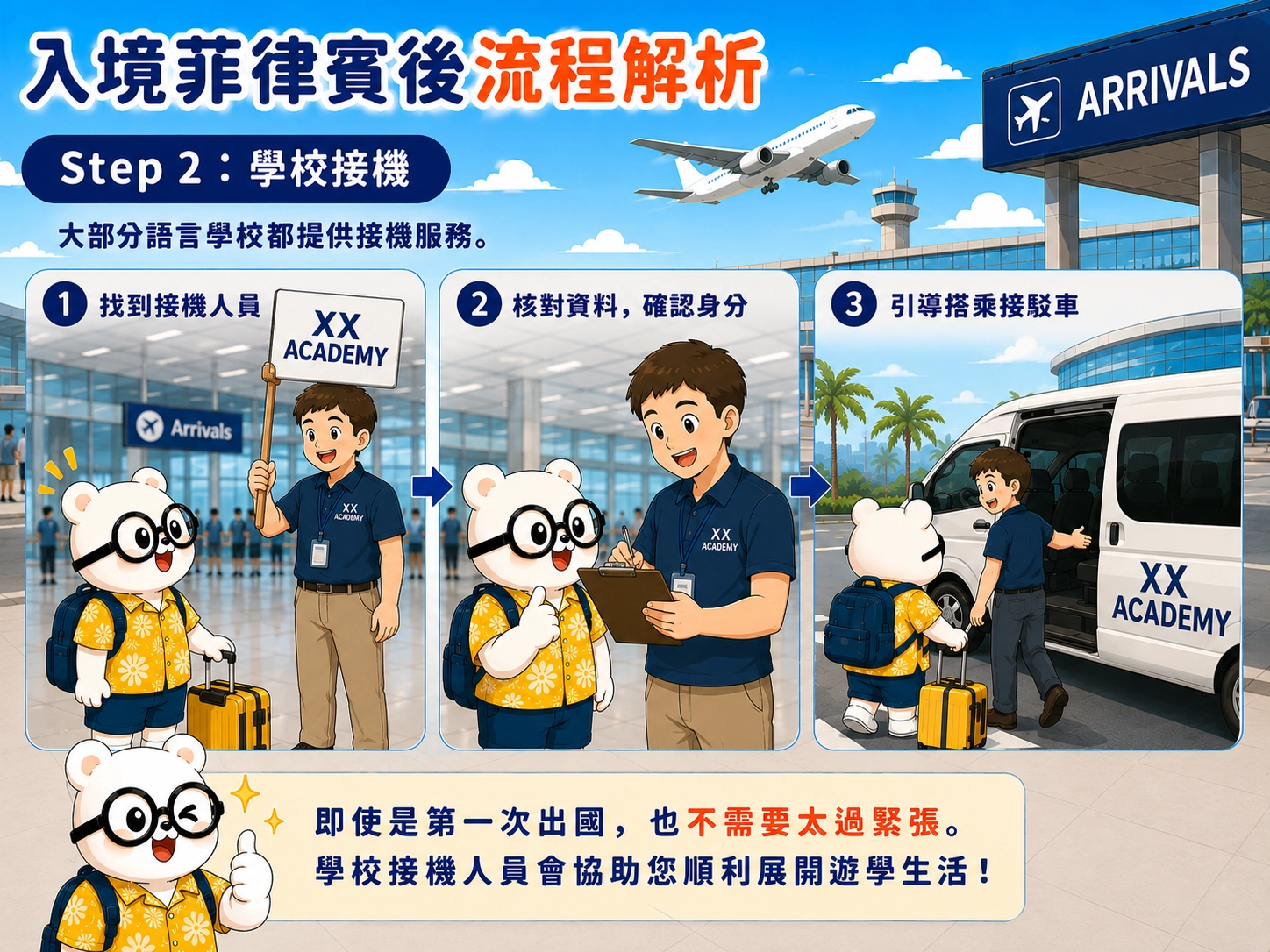 入境菲律賓後流程解析 Step 2:學校接機