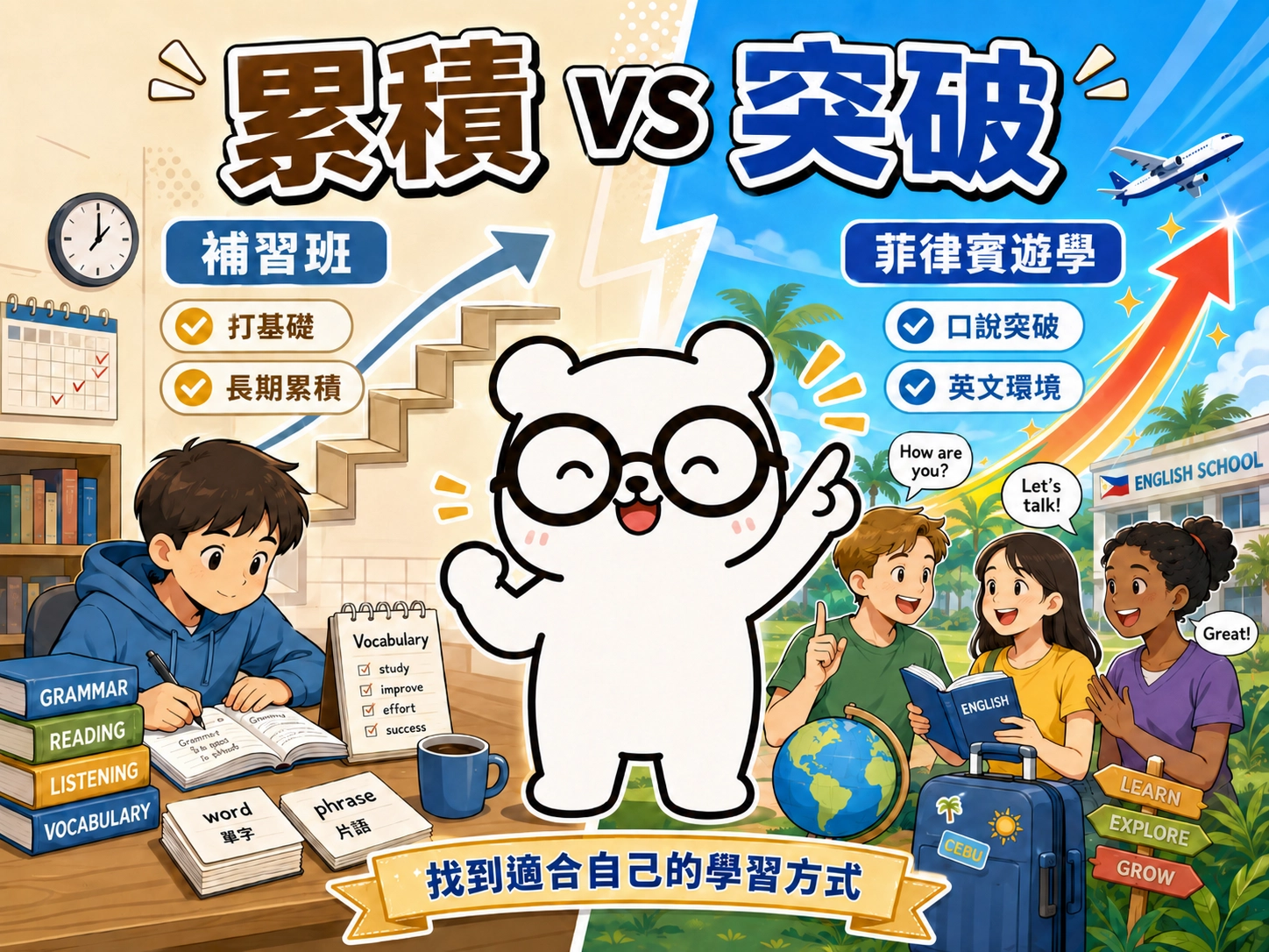 補習班適合「累積」,菲律賓遊學適合「突破」