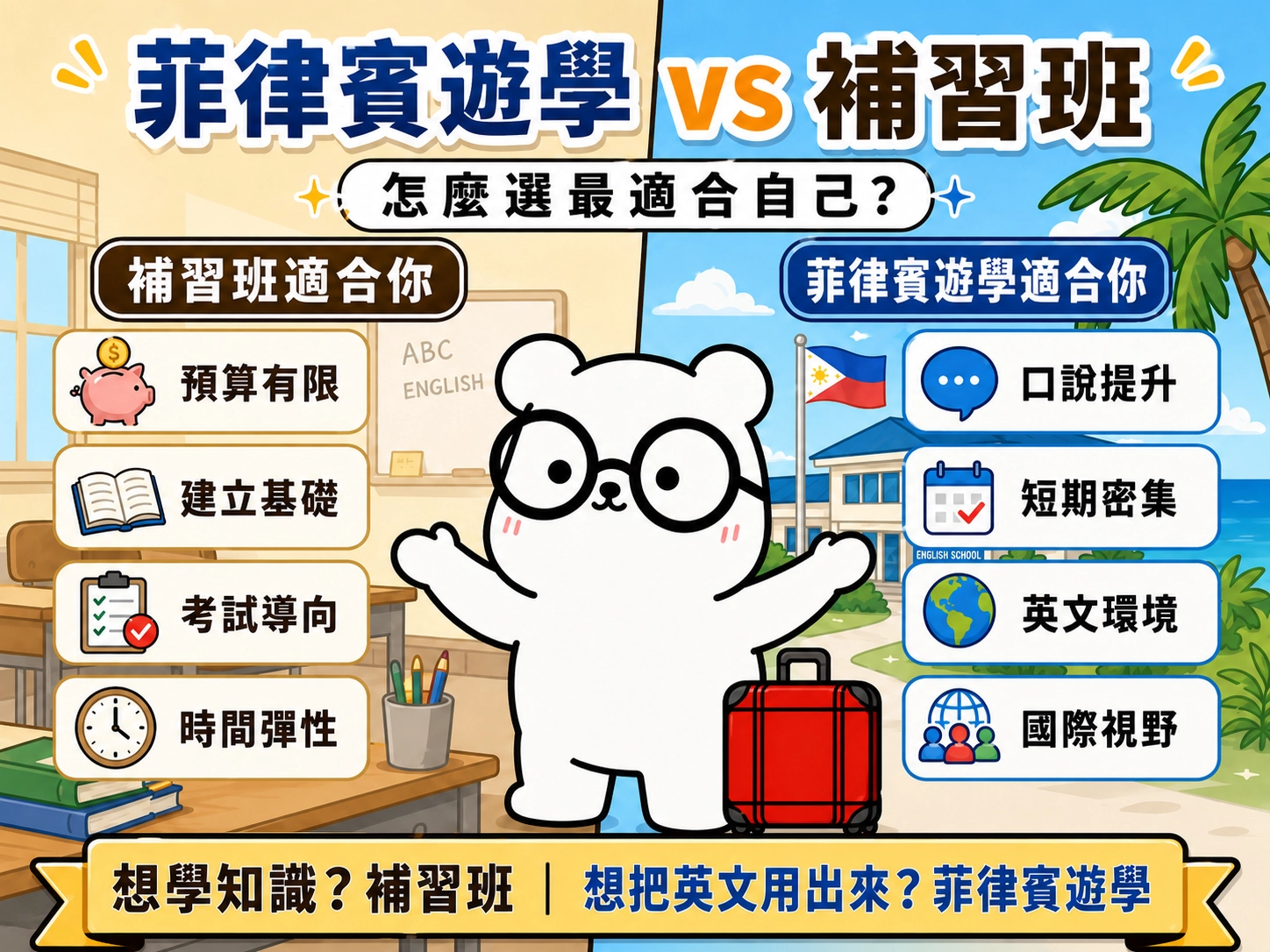 菲律賓遊學 vs 補習班,怎麼選最適合自己?