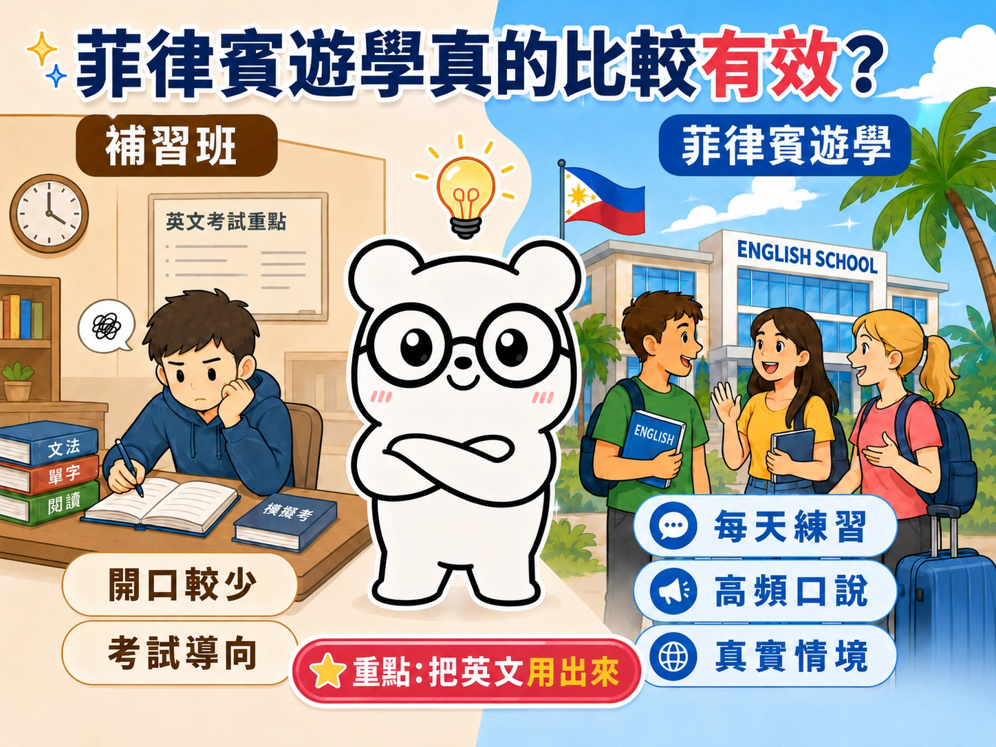 菲律賓遊學真的會比補習班有效嗎?